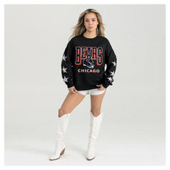 Gameday Couture Women's Pure Victory Rhinestud Star-Sleeve Pullover Sweatshirt - Chicago Bears Pullover
