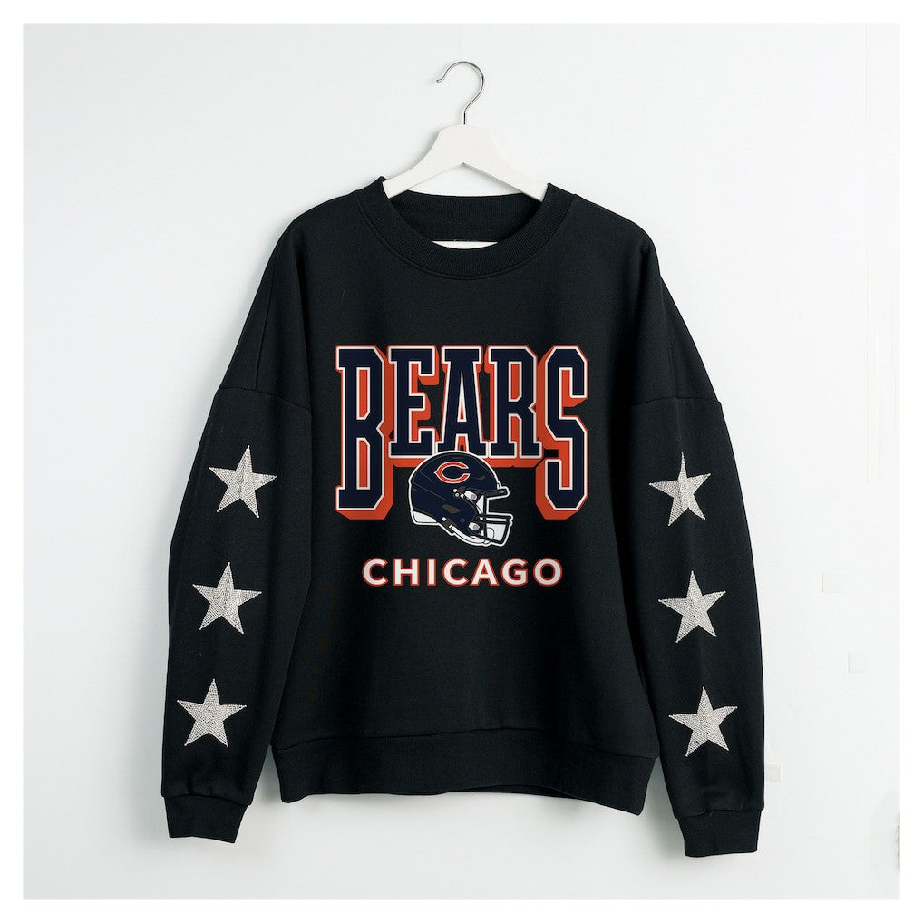 Gameday Couture Women's Pure Victory Rhinestud Star-Sleeve Pullover Sweatshirt - Chicago Bears Pullover
