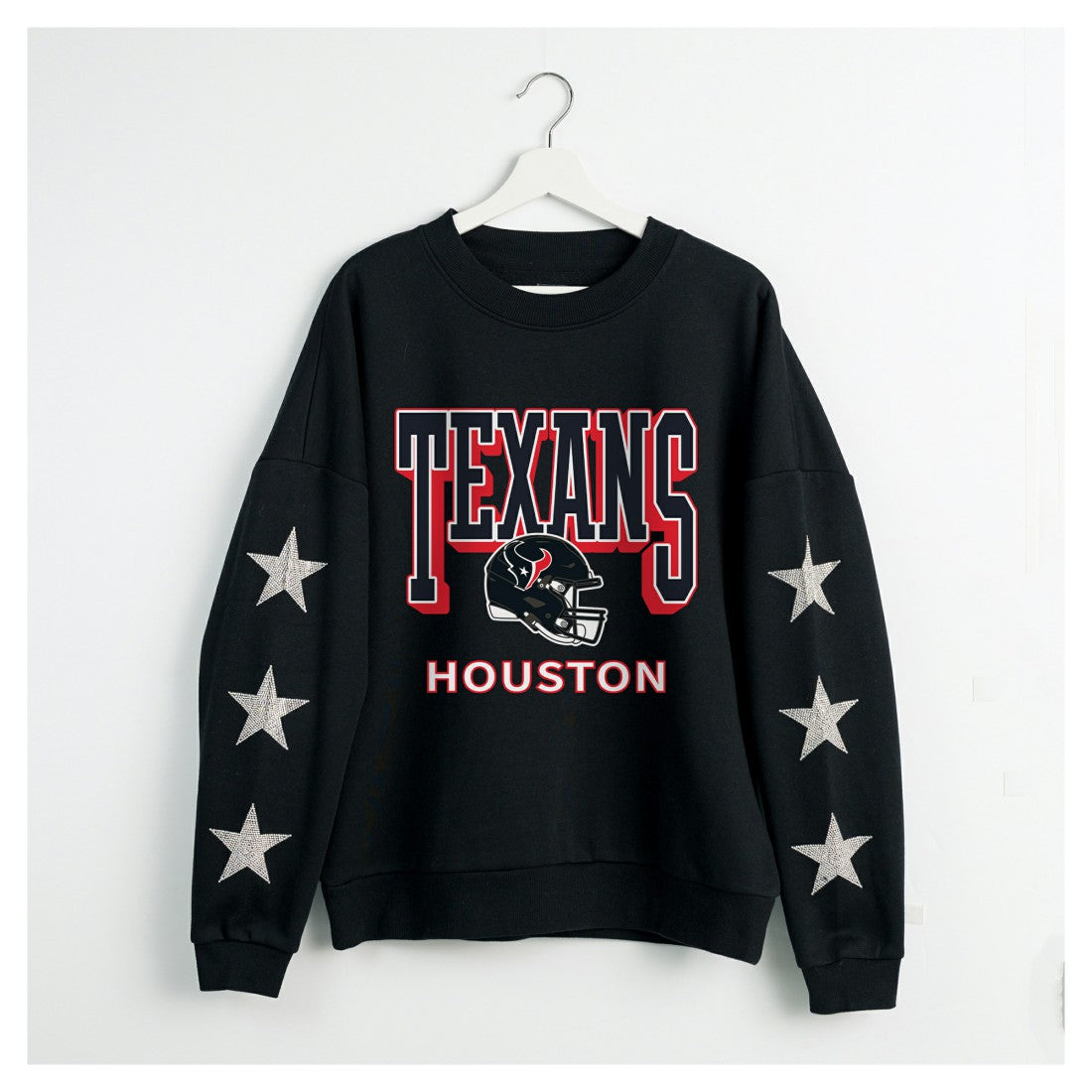 Gameday Couture Women's Pure Victory Rhinestud Star-Sleeve Pullover Sweatshirt - Houston Texans Pullover