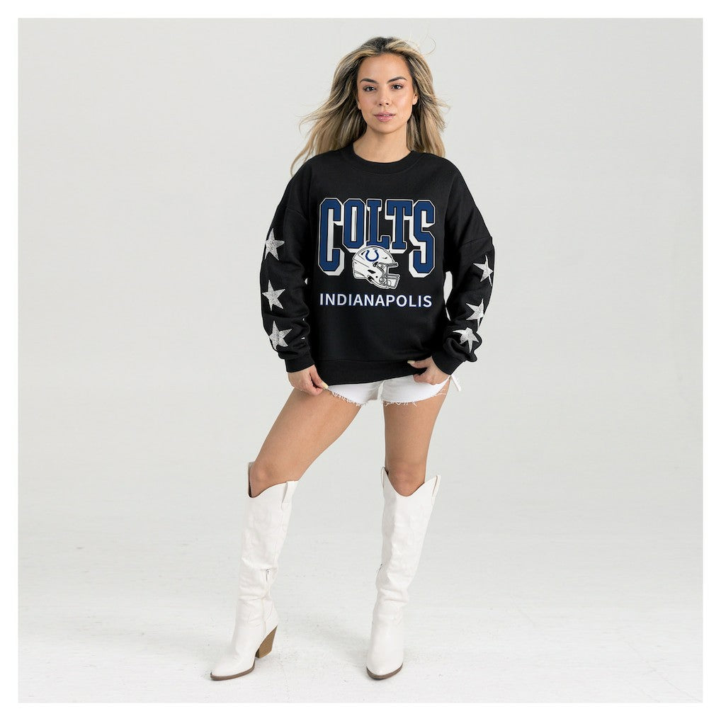 Gameday Couture Women's Pure Victory Rhinestud Star-Sleeve Pullover Sweatshirt - Indianapolis Colts Pullover