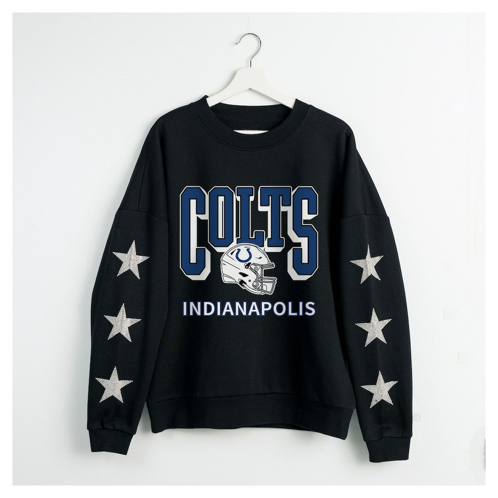 Gameday Couture Women's Pure Victory Rhinestud Star-Sleeve Pullover Sweatshirt - Indianapolis Colts Pullover
