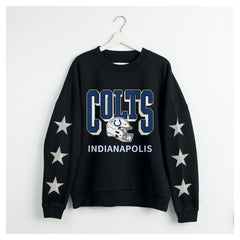 Gameday Couture Women's Pure Victory Rhinestud Star-Sleeve Pullover Sweatshirt - Indianapolis Colts Pullover