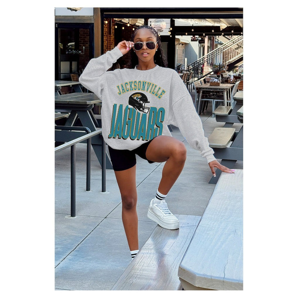 Gameday Couture Women's Fierce Focus Premium Oversized Fleece Pullover Sweatshirt - Jacksonville Jaguars Pullover