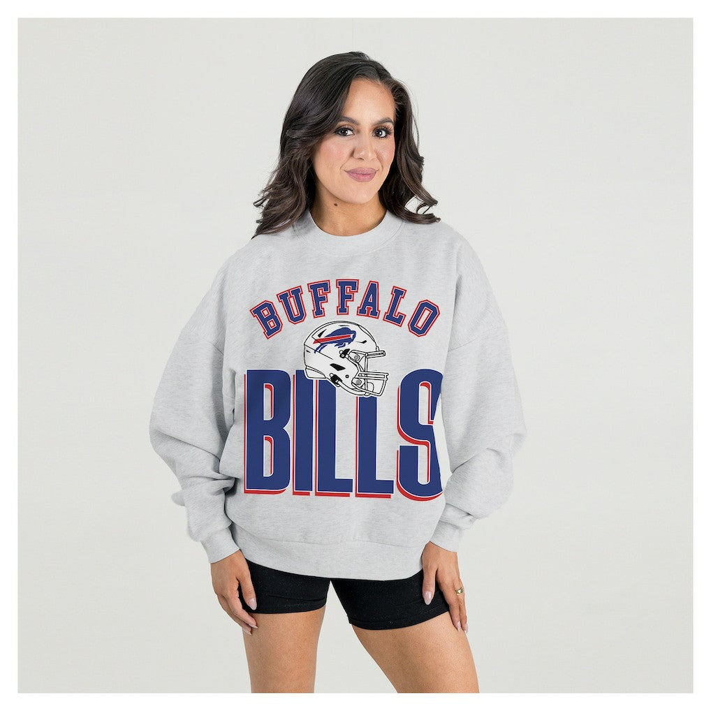Gameday Couture Women's Fierce Focus Premium Oversized Fleece Pullover Sweatshirt - Buffalo Bills Pullover