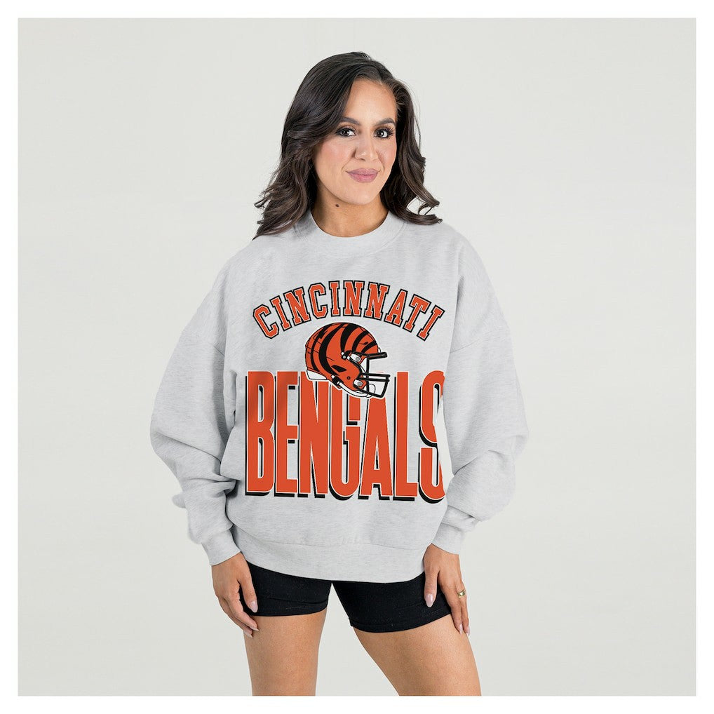 Gameday Couture Women's Fierce Focus Premium Oversized Fleece Pullover Sweatshirt - Cincinnati Bengals Pullover