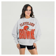 Gameday Couture Women's Fierce Focus Premium Oversized Fleece Pullover Sweatshirt - Cleveland Browns Pullover
