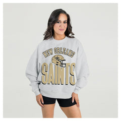 Gameday Couture Women's Fierce Focus Premium Oversized Fleece Pullover Sweatshirt - New Orleans Saints Pullover