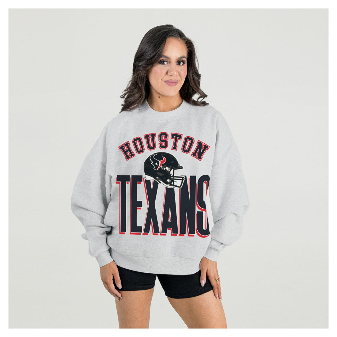Gameday Couture Women's Fierce Focus Premium Oversized Fleece Pullover Sweatshirt - Houston Texans Pullover