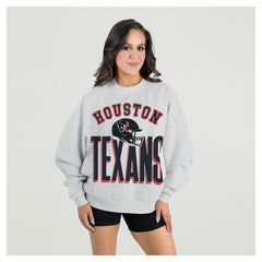 Gameday Couture Women's Fierce Focus Premium Oversized Fleece Pullover Sweatshirt - Houston Texans Pullover