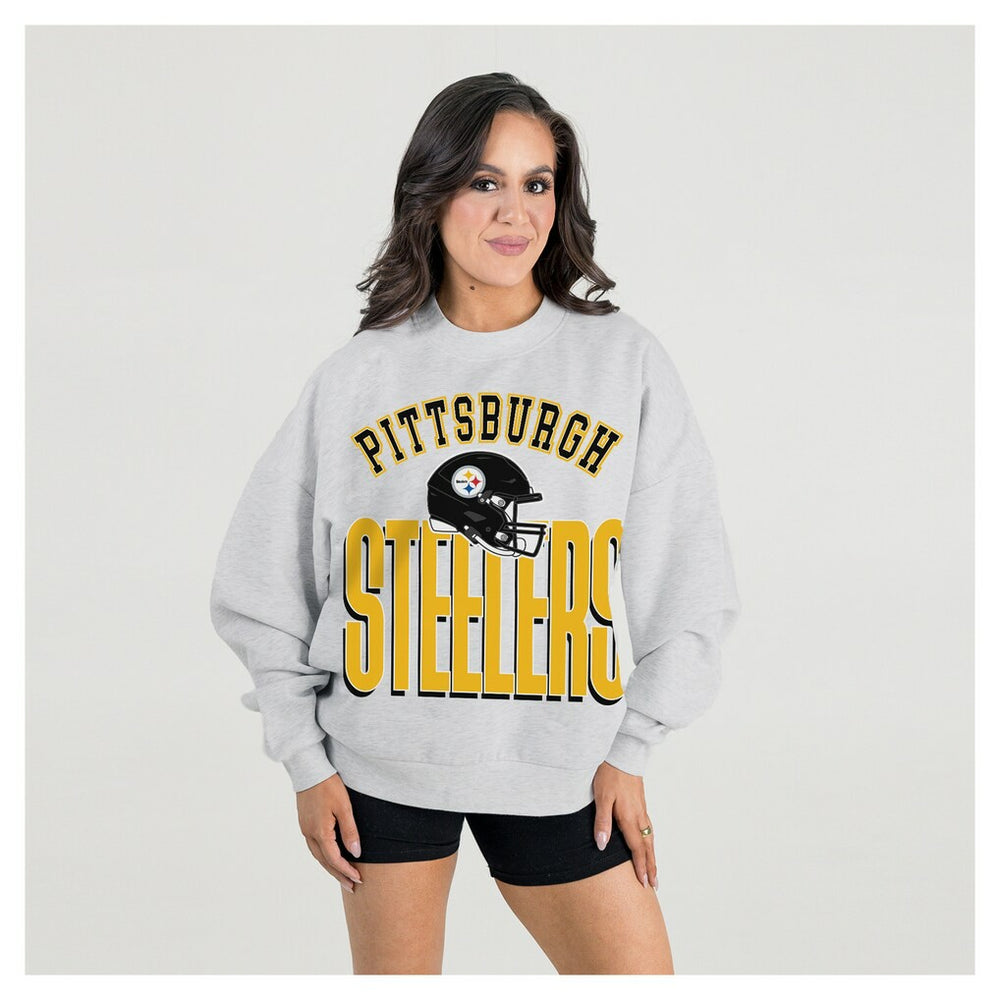 Gameday Couture Women's Fierce Focus Premium Oversized Fleece Pullover Sweatshirt - Pittsburgh Steelers Pullover