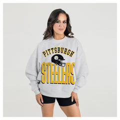 Gameday Couture Women's Fierce Focus Premium Oversized Fleece Pullover Sweatshirt - Pittsburgh Steelers Pullover