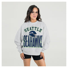 Gameday Couture Women's Fierce Focus Premium Oversized Fleece Pullover Sweatshirt - Seattle Seahawks Pullover