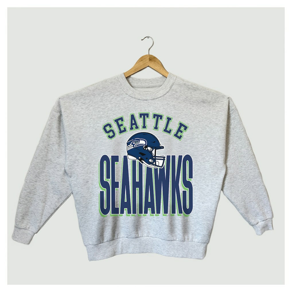Gameday Couture Women's Fierce Focus Premium Oversized Fleece Pullover Sweatshirt - Seattle Seahawks Pullover