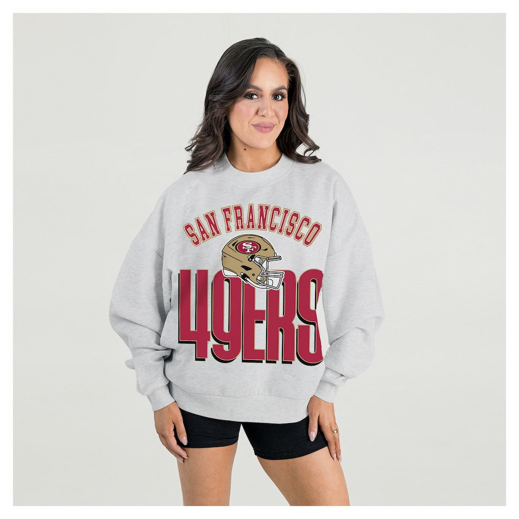 Gameday Couture Women's Fierce Focus Premium Oversized Fleece Pullover Sweatshirt - San Francisco 49ers Pullover