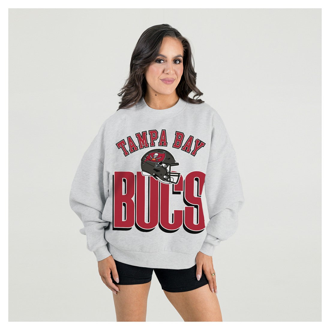 Gameday Couture Women's Fierce Focus Premium Oversized Fleece Pullover Sweatshirt - Tampa Bay Buccaneers Pullover