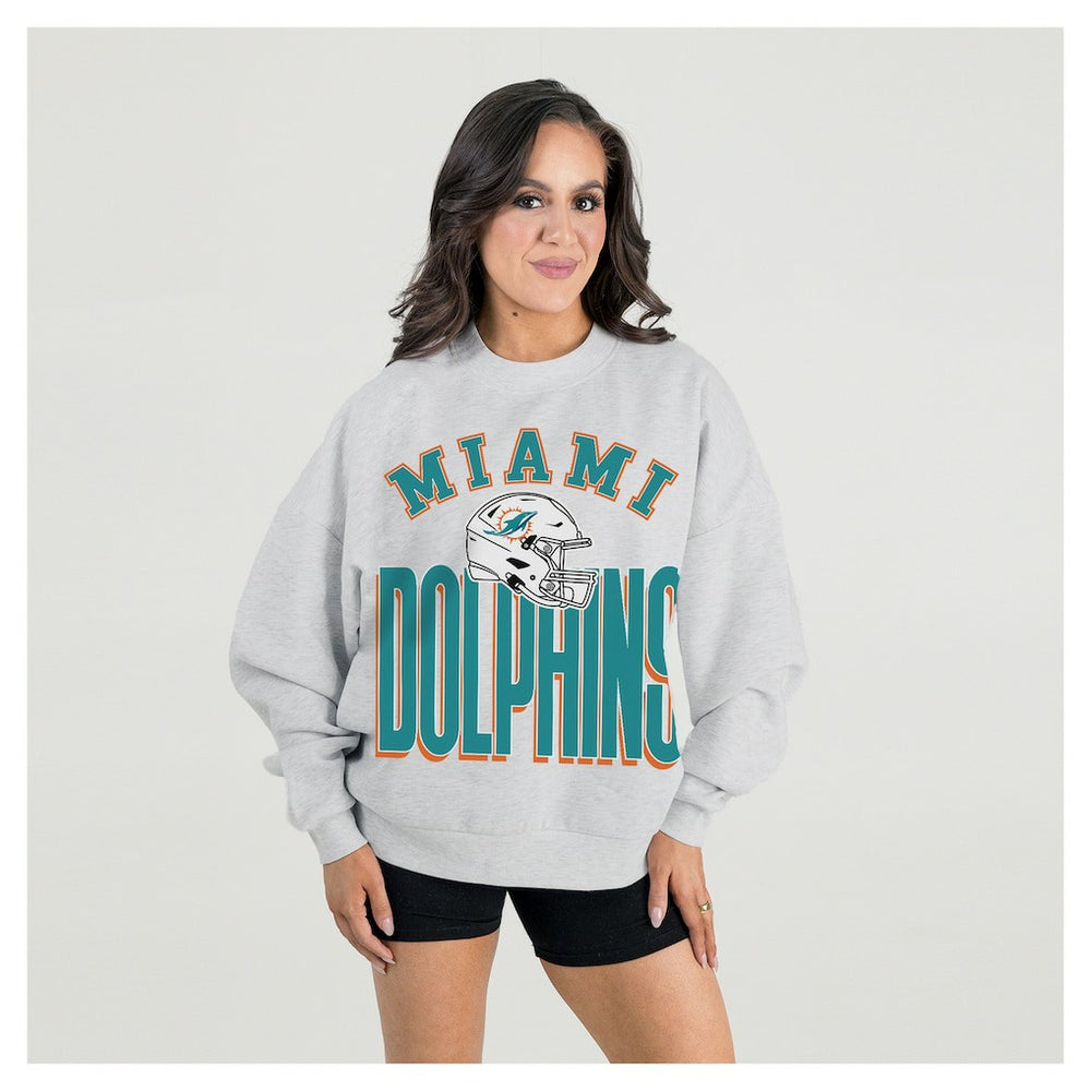 Gameday Couture Women's Fierce Focus Premium Oversized Fleece Pullover Sweatshirt - Miami Dolphins Pullover