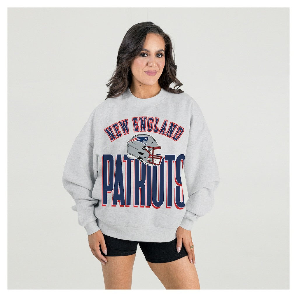 Gameday Couture Women's Fierce Focus Premium Oversized Fleece Pullover Sweatshirt - New England Patriots Pullover
