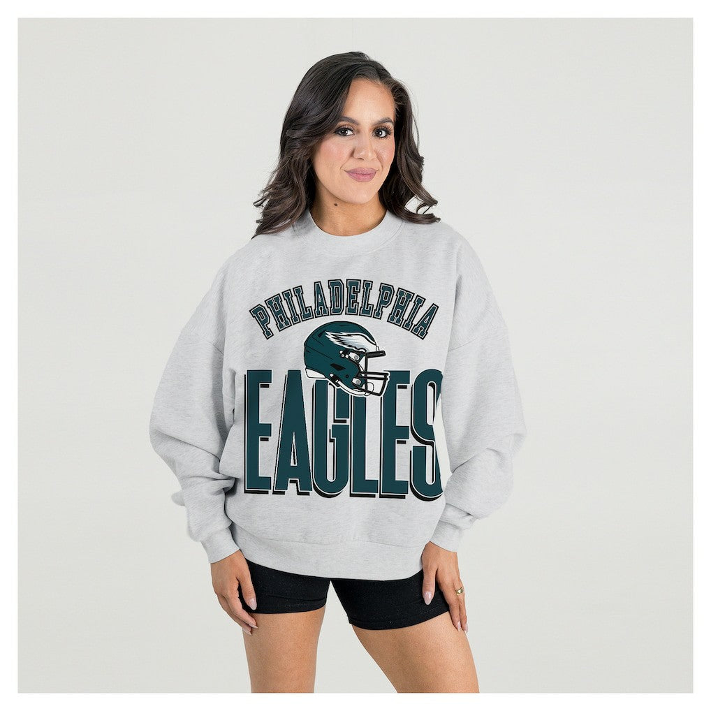 Gameday Couture Women's Fierce Focus Premium Oversized Fleece Pullover Sweatshirt - Philadelphia Eagles Pullover