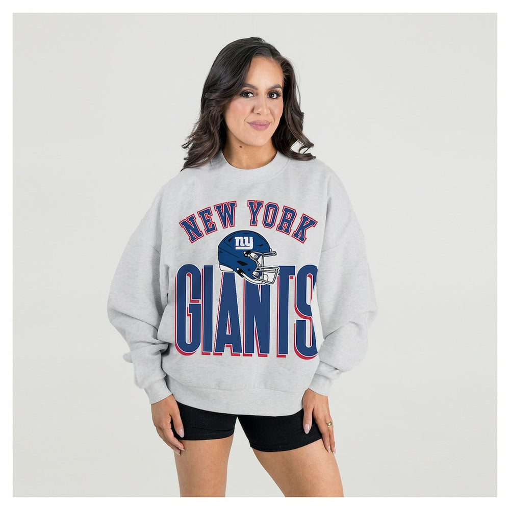 Gameday Couture Women's Fierce Focus Premium Oversized Fleece Pullover Sweatshirt - New York Giants Pullover