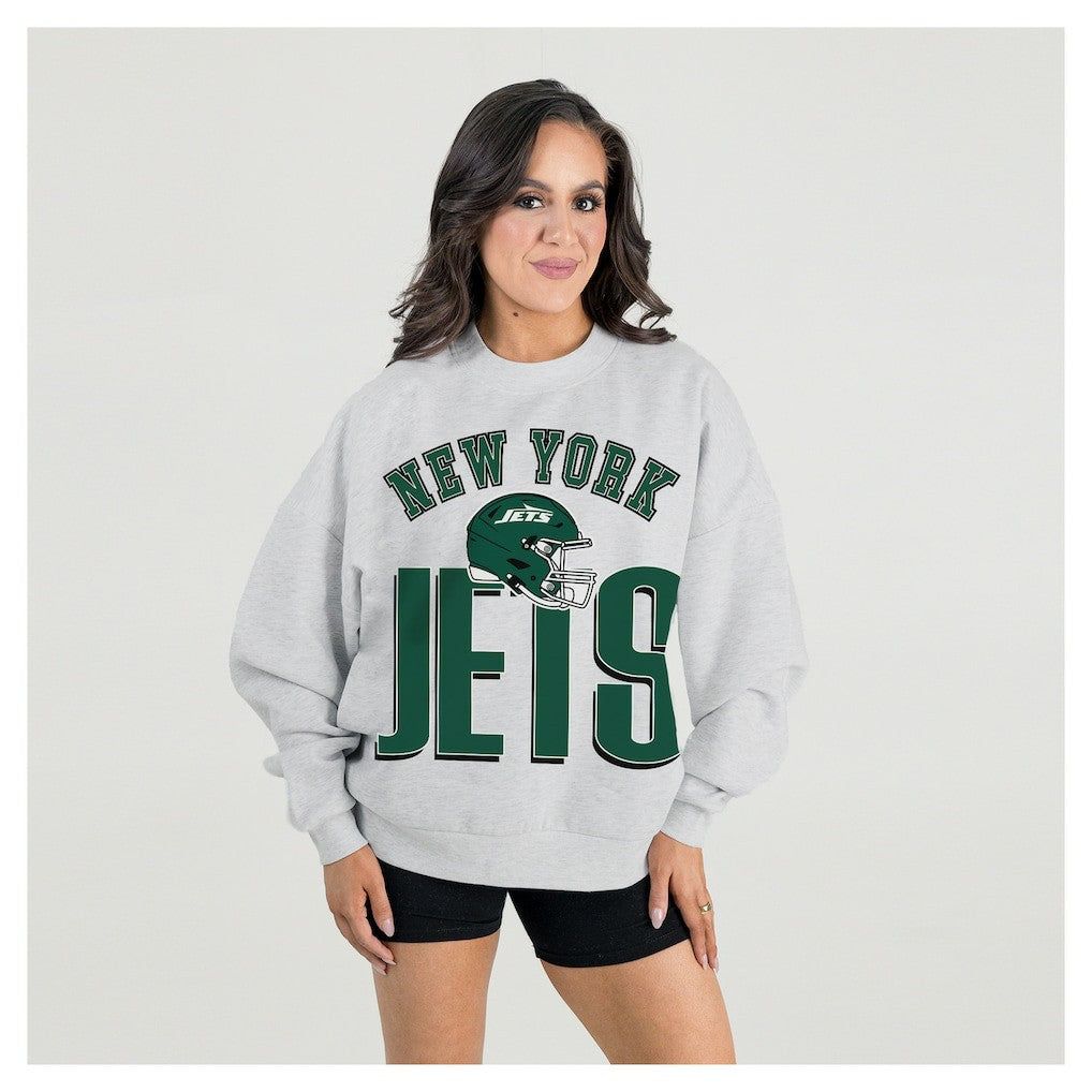 Gameday Couture Women's Fierce Focus Premium Oversized Fleece Pullover Sweatshirt - New York Jets Pullover