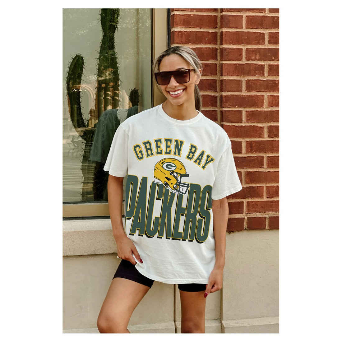 Gameday Couture Women's Oversized Classic Fierce Focus T-Shirt - Green Bay Packers T-shirts