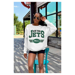 Gameday Couture Women's Swift Strike Premium Oversized Fleece Pullover Sweatshirt - New York Jets Pullover