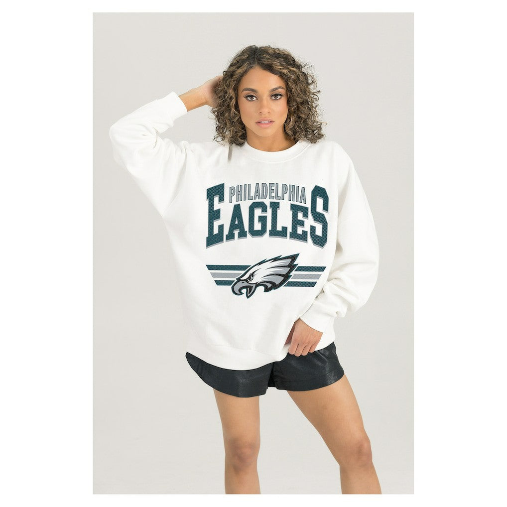 Gameday Couture Women's Swift Strike Premium Oversized Fleece Pullover Sweatshirt - Philadelphia Eagles Pullover