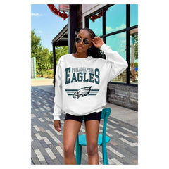 Gameday Couture Women's Swift Strike Premium Oversized Fleece Pullover Sweatshirt - Philadelphia Eagles Pullover