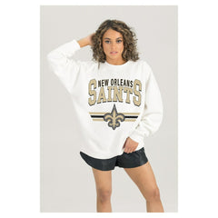 Gameday Couture Women's Swift Strike Premium Oversized Fleece Pullover Sweatshirt - New Orleans Saints Pullover