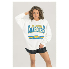 Gameday Couture Women's Swift Strike Premium Oversized Fleece Pullover Sweatshirt - Los Angeles Chargers Pullover