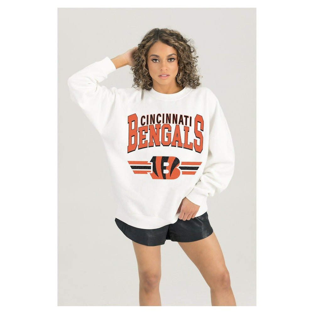 Gameday Couture Women's Swift Strike Premium Oversized Fleece Pullover Sweatshirt - Cincinnati Bengals Pullover