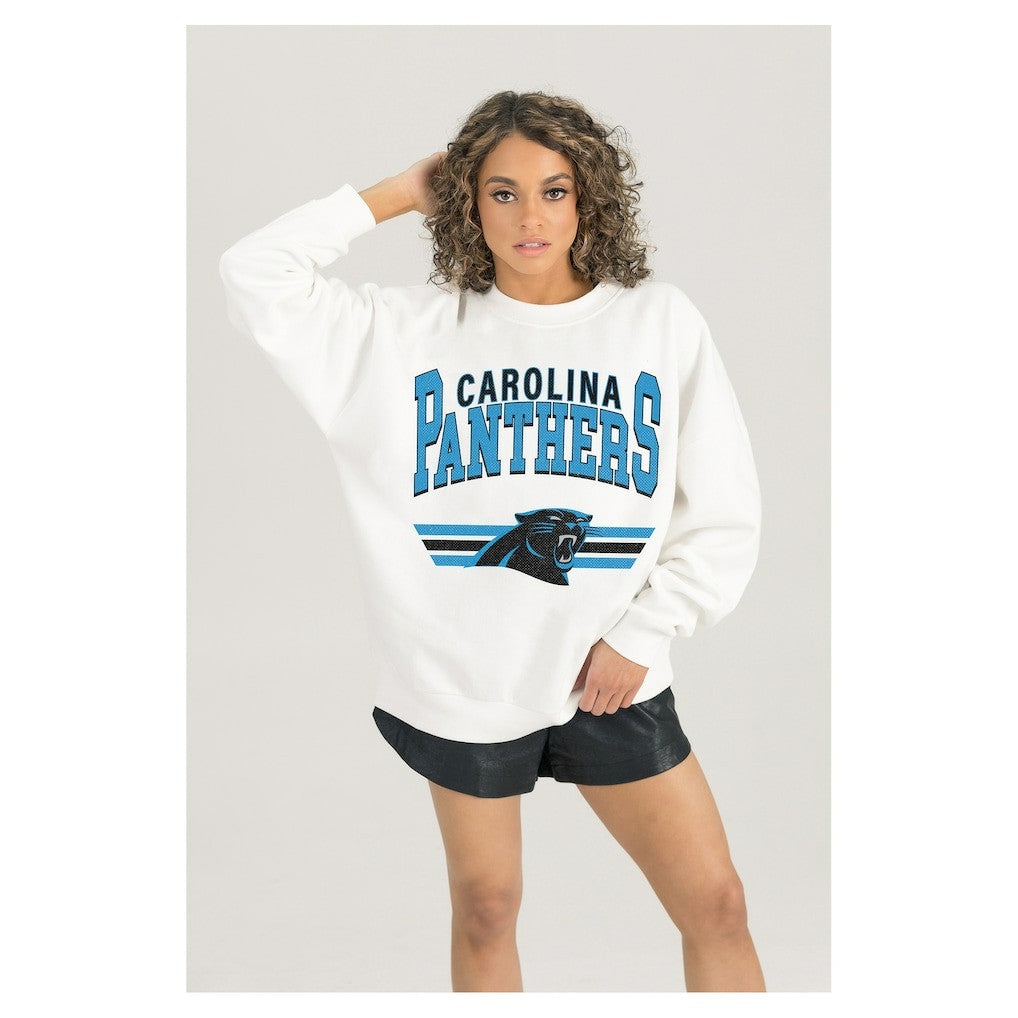 Gameday Couture Women's Swift Strike Premium Oversized Fleece Pullover Sweatshirt - Carolina Panthers Pullover