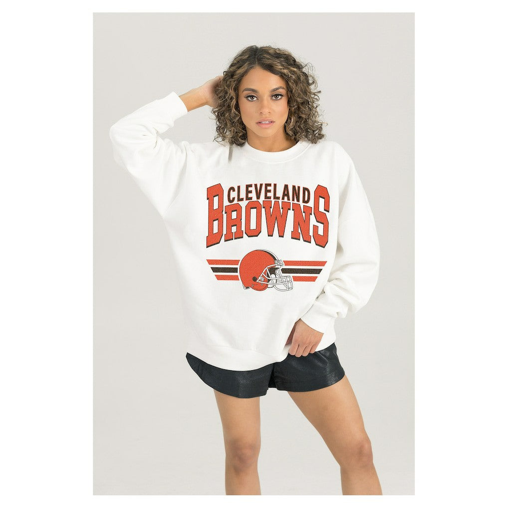 Gameday Couture Women's Swift Strike Premium Oversized Fleece Pullover Sweatshirt - Cleveland Browns Pullover