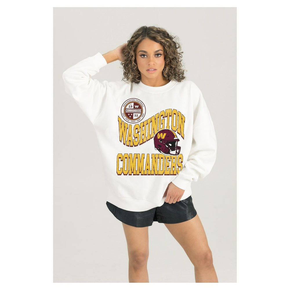 Gameday Couture Women's Oversized Hard Earned Premium Fleece Pullover Sweatshirt - Washington Commanders Pullover
