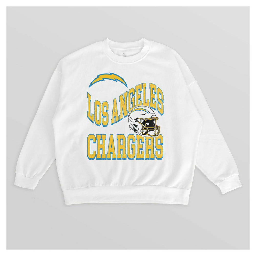 Gameday Couture Women's Oversized Hard Earned Premium Fleece Pullover Sweatshirt - Los Angeles Chargers Pullover