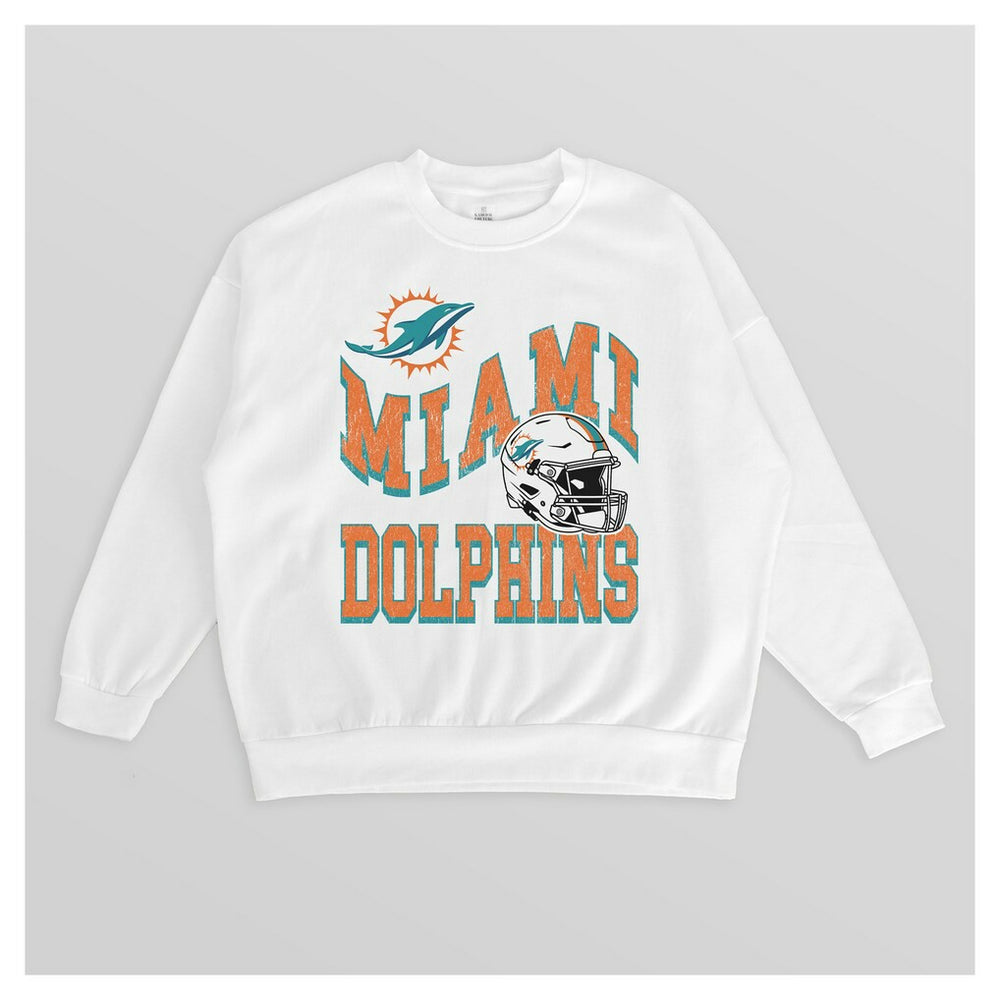 Gameday Couture Women's Oversized Hard Earned Premium Fleece Pullover Sweatshirt - Miami Dolphins Pullover