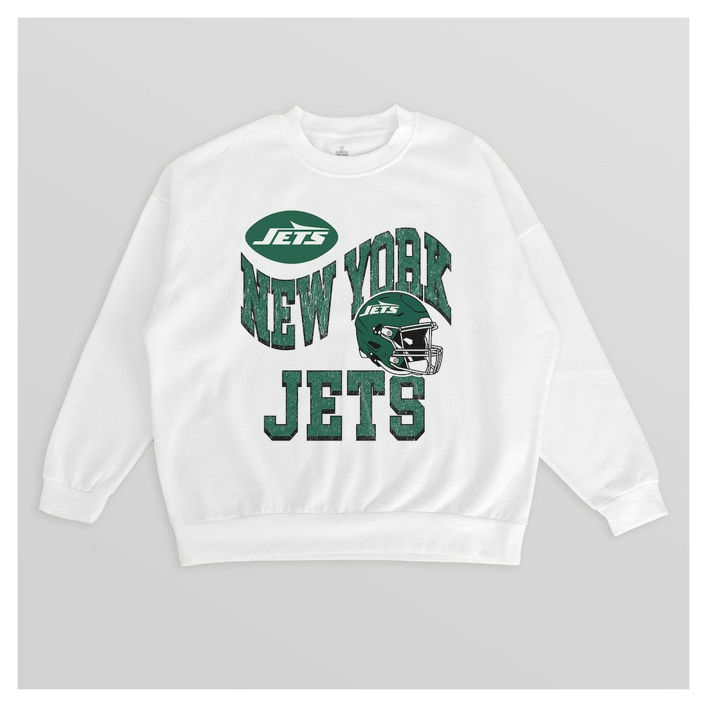Gameday Couture Women's Oversized Hard Earned Premium Fleece Pullover Sweatshirt - New York Jets Pullover