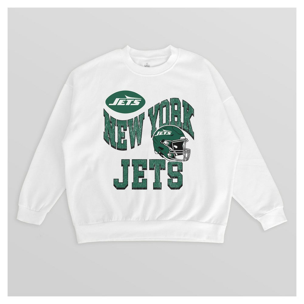 Gameday Couture Women's Oversized Hard Earned Premium Fleece Pullover Sweatshirt - New York Jets Pullover