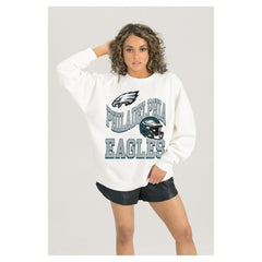 Gameday Couture Women's Oversized Hard Earned Premium Fleece Pullover Sweatshirt - Philadelphia Eagles Pullover