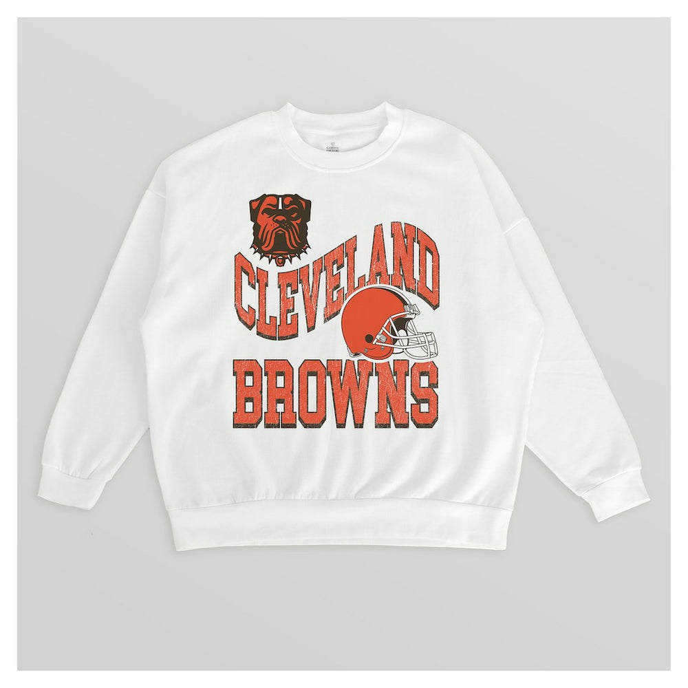 Gameday Couture Women's Oversized Hard Earned Premium Fleece Pullover Sweatshirt - Cleveland Browns Pullover