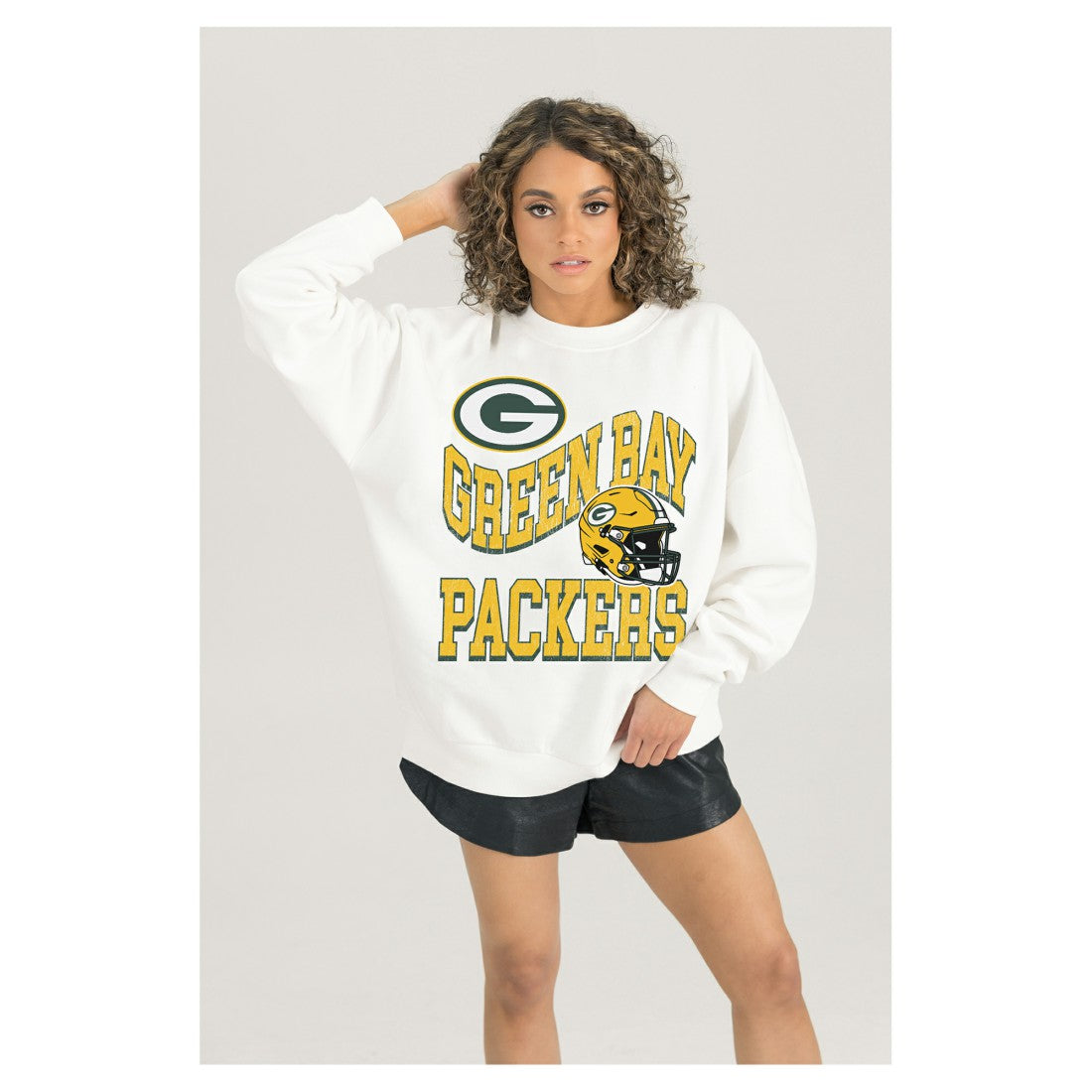 Gameday Couture Women's Oversized Hard Earned Premium Fleece Pullover Sweatshirt - Green Bay Packers Pullover
