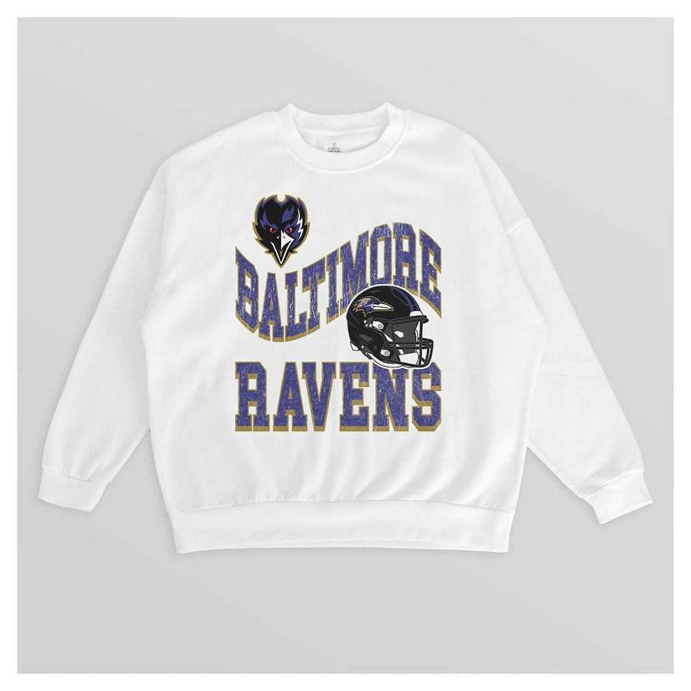 Gameday Couture Women's Oversized Hard Earned Premium Fleece Pullover Sweatshirt - Baltimore Ravens Pullover