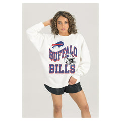 Gameday Couture Women's Oversized Hard Earned Premium Fleece Pullover Sweatshirt - Buffalo Bills Pullover