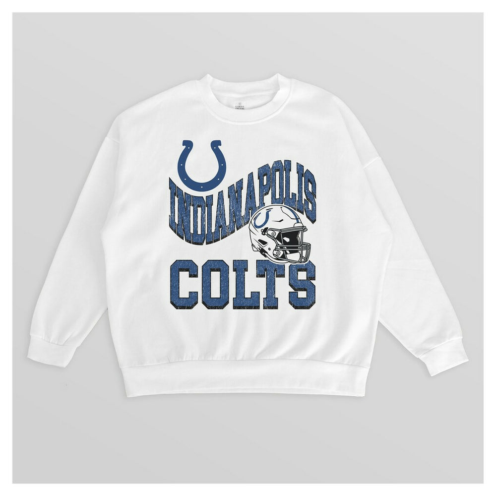 Gameday Couture Women's Oversized Hard Earned Premium Fleece Pullover Sweatshirt - Indianapolis Colts Pullover