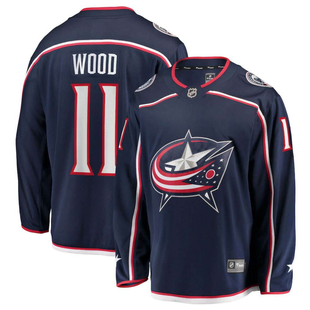 NHL Miles Wood Columbus Blue Jackets Fanatics Home Breakaway Jersey