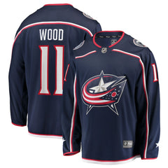 NHL Miles Wood Columbus Blue Jackets Fanatics Home Breakaway Jersey