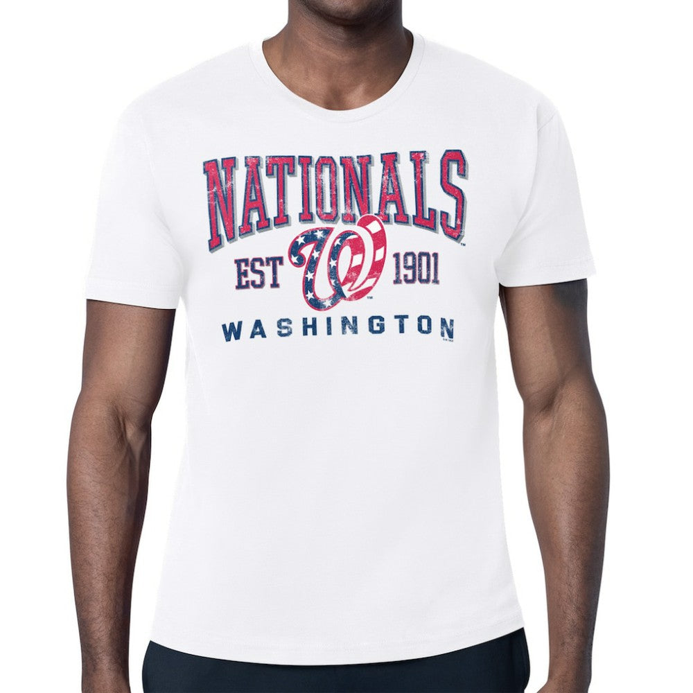 White Washington Nationals Starter Distressed Logo T-Shirt