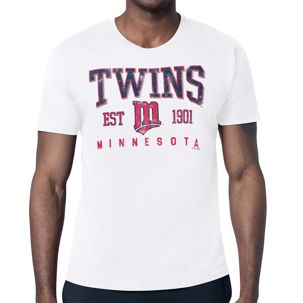 White Minnesota Twins Starter Distressed Logo T-Shirt