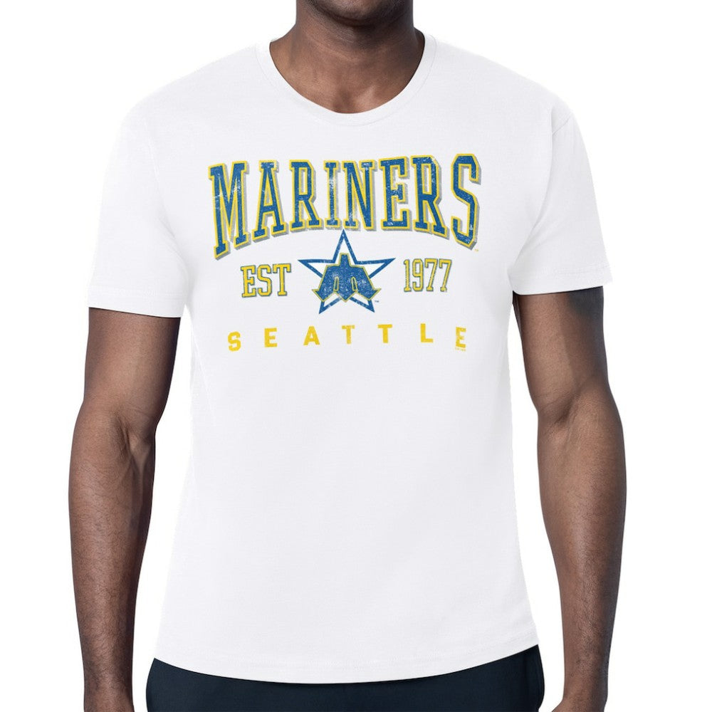 White Seattle Mariners Starter Distressed Logo T-Shirt