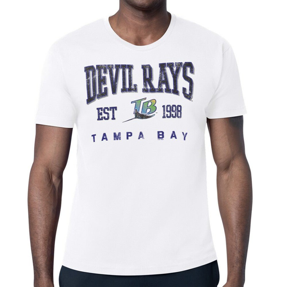 White Tampa Bay Rays Starter Distressed Logo T-Shirt